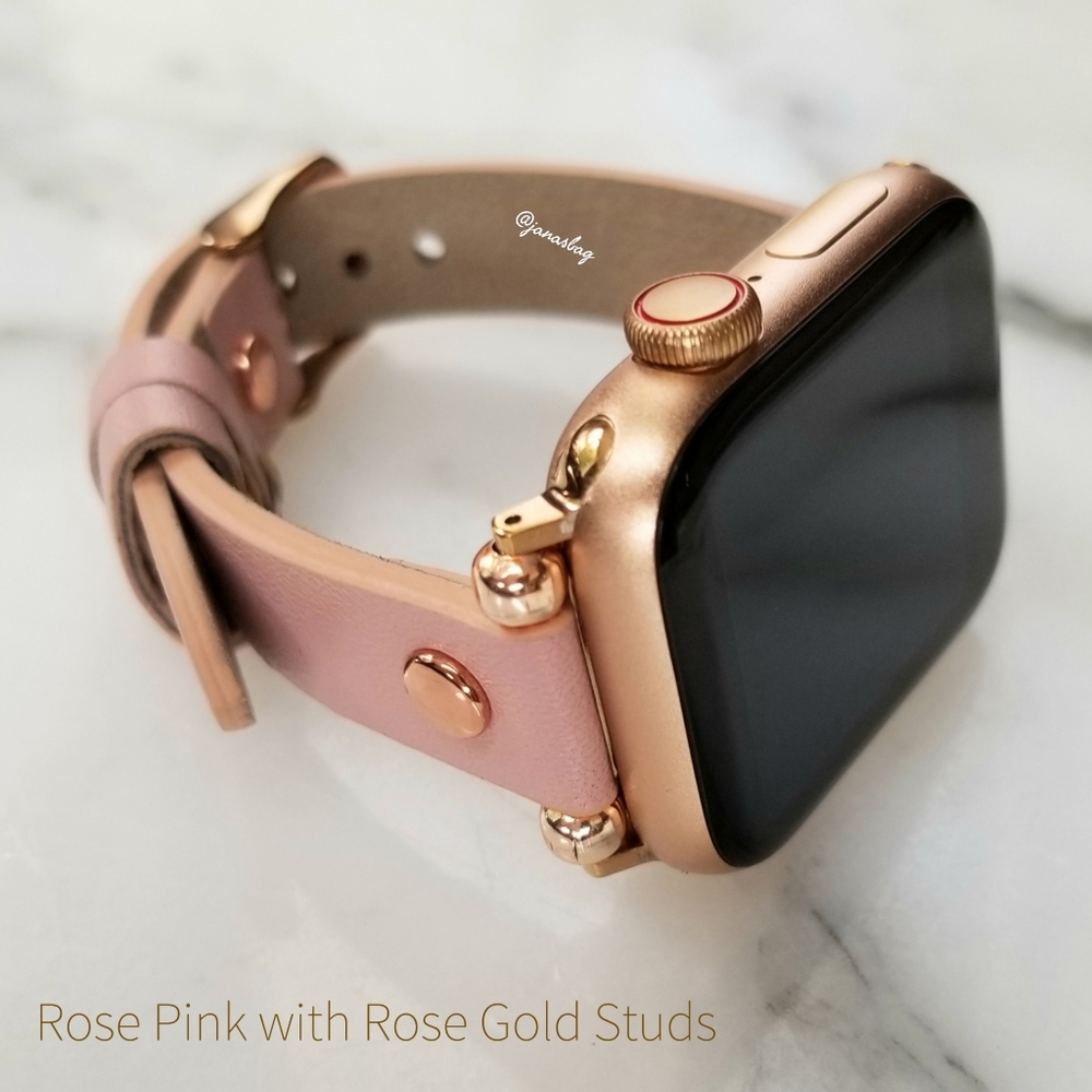 Premium Genuine Leather Apple Watch Band Pink - Picture 2 of 9